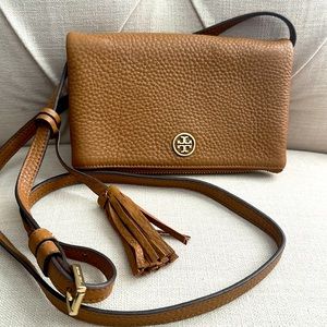 Tory Burch Camel Grosgrain Leather Crossbody